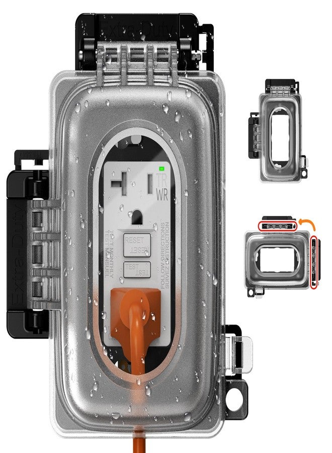 ELEGRP Weatherproof Outdoor Outlet In-Use Cover, Horizontal/Vertical Mount, Heavy-Duty Clear Cover for GFCI/Decorator Receptacles, Standard 1-Gang, UL/CUL Certified, 1 Pack - Image 1