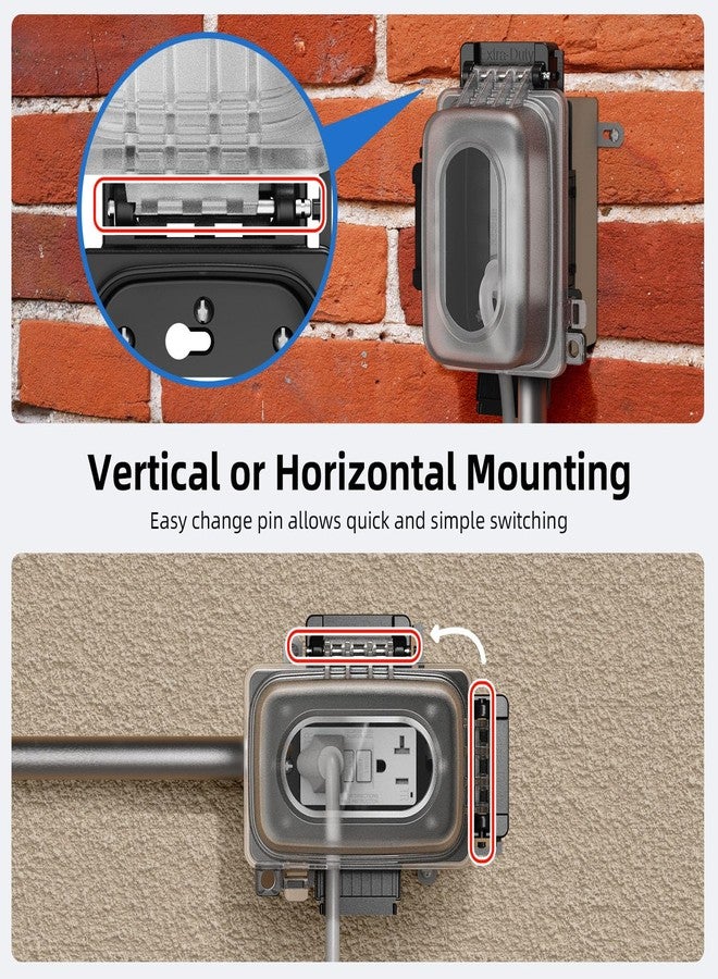ELEGRP Weatherproof Outdoor Outlet In-Use Cover, Horizontal/Vertical Mount, Heavy-Duty Clear Cover for GFCI/Decorator Receptacles, Standard 1-Gang, UL/CUL Certified, 1 Pack - Image 5