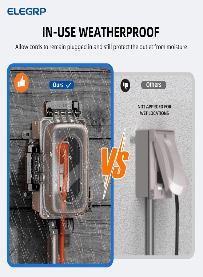 ELEGRP Weatherproof Outdoor Outlet In-Use Cover, Horizontal/Vertical Mount, Heavy-Duty Clear Cover for GFCI/Decorator Receptacles, Standard 1-Gang, UL/CUL Certified, 1 Pack - Image 3