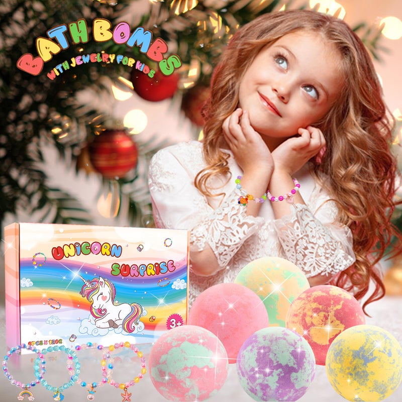 MADO Unicorn Bath Bombs with Surprise Inside for Kids Girls, Bath Bombs Surprise Birthday Gifts Unicorn Gifts for Kids Girls with Jewelry Toys Inside - Image 3