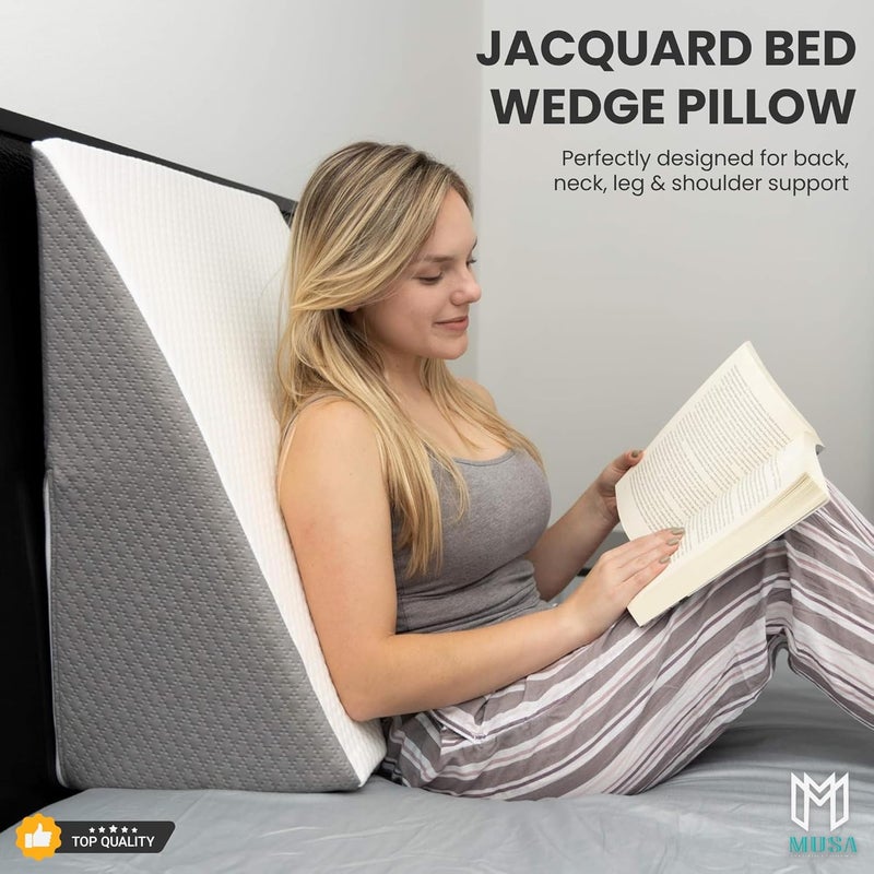 MUSA MUSAÂ® Bed Wedge Pillow for Back Pain Relief, Acid Reflux, GERD, Leg Elevation & Post-Surgery Recovery (60x60x30 cm) - Image 3