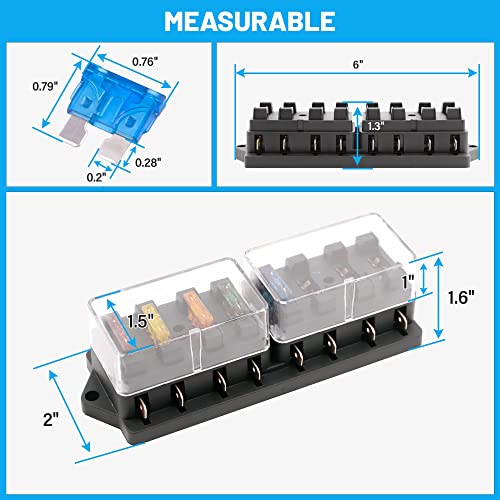 RED WOLF صندوق فيوزات قياسي 8 طرق من RED WOLF للسيارات مع غطاء مقاوم للرطوبة DC 10-32V، مقاوم للماء - Image 5