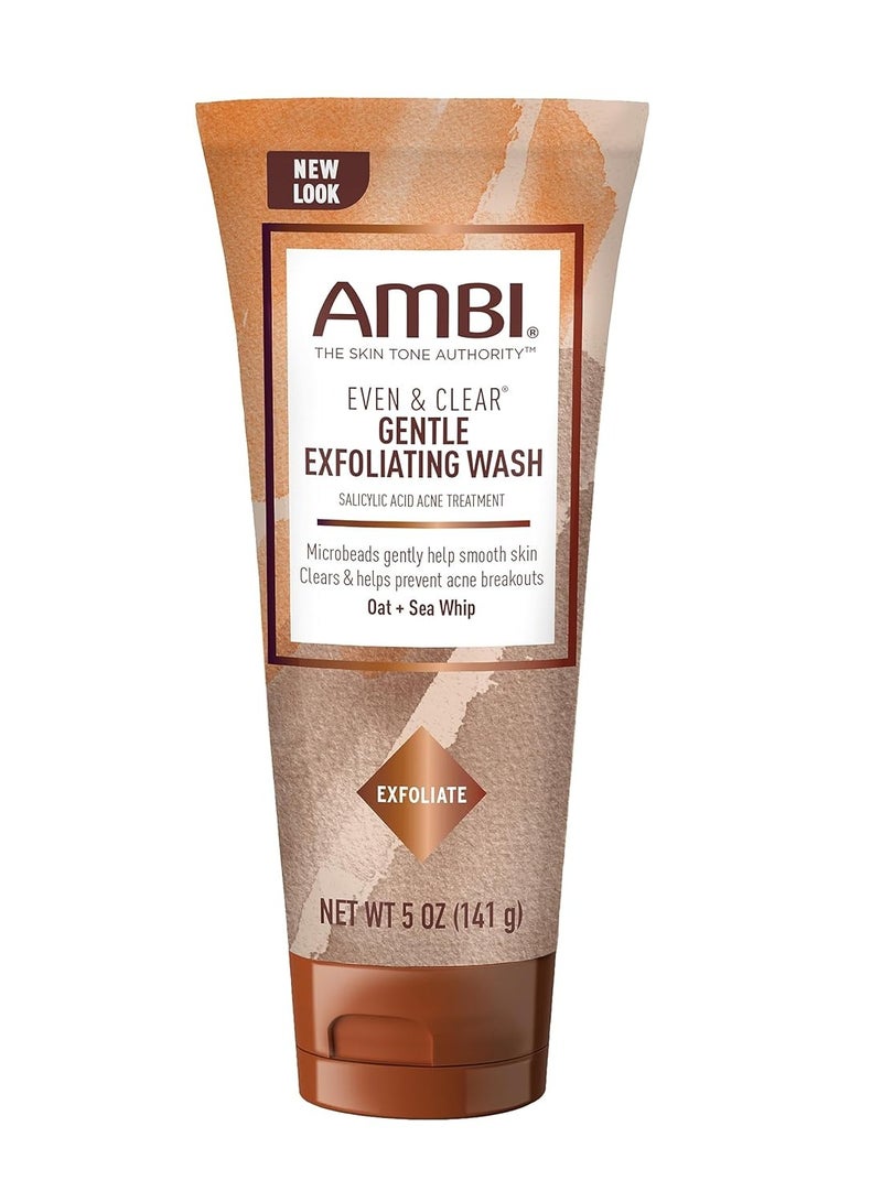 ambi ambi - Even & Clear Gentle Exfoliating Wash with Oat and Sea Whip, Salicylic Acid Acne Treatment, Helps Clear & Prevent Breakouts, Exfoliates to Help Smooth Skin Tone & Texture, 5 ounce  - Image 1