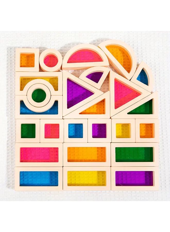 25 قطعة من مكعبات البناء الخشبية الملونة لغز تعليمي لأطفال - Image 4