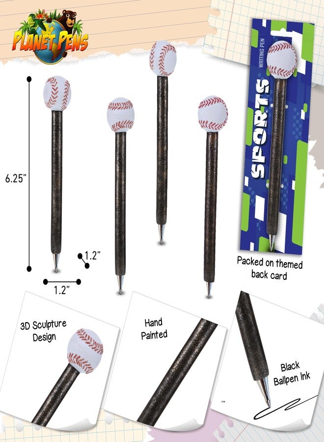 Planet Pens قلم بلانيت بنز بتصميم البيسبول المبتكر - قلم حبر جاف أنيق وممتع وفريد من نوعه للأطفال والكبار، أداة كتابة رياضية رائعة لتزيين مكتب المدرسة والمكتب - Image 3