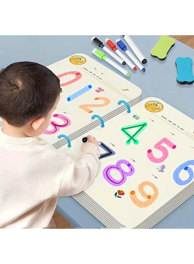 64-Page Reusable Magic Exercise Book for Youngsters - Ideal Early Childhood Educational Material, Perfect Gift for Kindergarten, Youngsters & Preschoolers - White/Blue, No Power Needed, Early Learning Tool | Interactive Learning | Wipeable Surface, Youngsters Activity Book - Image 2