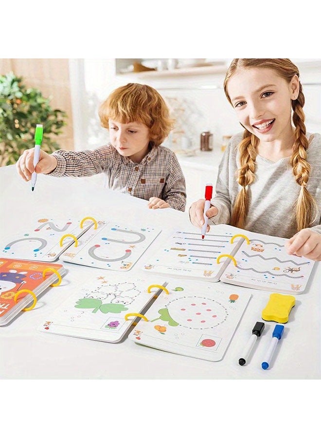 64-Page Reusable Magic Exercise Book for Youngsters - Ideal Early Childhood Educational Material, Perfect Gift for Kindergarten, Youngsters & Preschoolers - White/Blue, No Power Needed, Early Learning Tool | Interactive Learning | Wipeable Surface, Youngsters Activity Book - Image 3