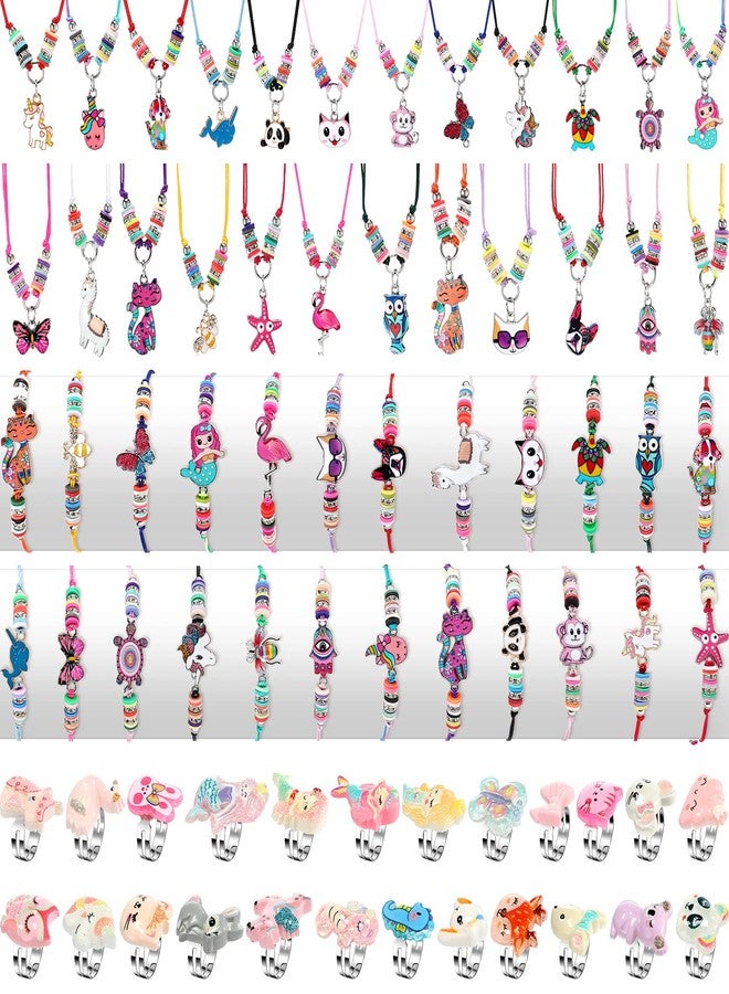 Sherr مجموعة مجوهرات للبنات الصغيرات 72 قطعة - مجوهرات لتزيين الأطفال من 4-6 و 6-8 سنوات، أساور وقلائد وخواتم على شكل يونيكورن قابلة للتعديل، هدايا عيد الميلاد وفضل الحفلات - Image 1