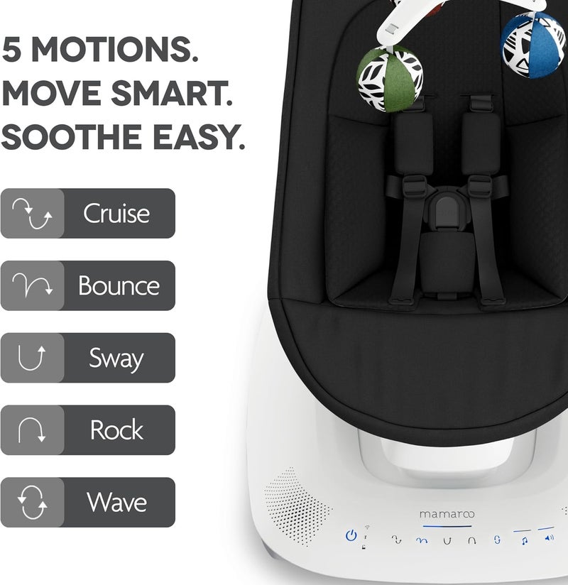 UPPAbaby Mamaroo Infant Seat with Multiple Motion Settings – Smart Bluetooth & App Control, Built-in Sounds, Newborn Insert, Jake Charcoal Mélange - Image 5