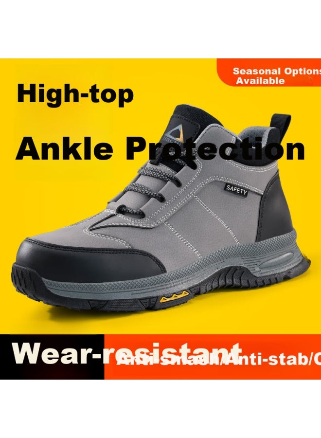 Jingtu Jingtu Men's High-top Safety Shoes With Steel Toe Cap, Puncture-resistant And Abrasion-resistant Safety Work Shoes E3108f-j 42  - Image 1