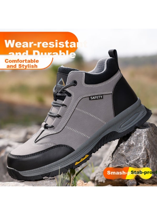 Jingtu Jingtu Men's High-top Safety Shoes With Steel Toe Cap, Puncture-resistant And Abrasion-resistant Safety Work Shoes E3108f-j 42  - Image 2