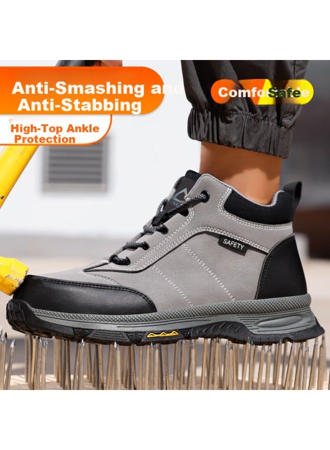 Jingtu Jingtu Men's High-top Safety Shoes With Steel Toe Cap, Puncture-resistant And Abrasion-resistant Safety Work Shoes E3108f-j 42  - Image 4