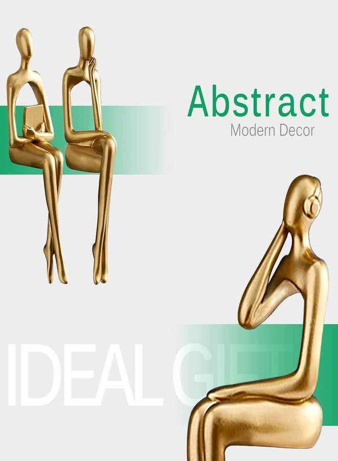 RIRPUAE 3pcs Gold Decor Thinker Statue, Resin Abstract Man Cutout Art Action Statue Coffee Table Decor for Home Living Room Study Office Bookshelf Ornament - Image 5