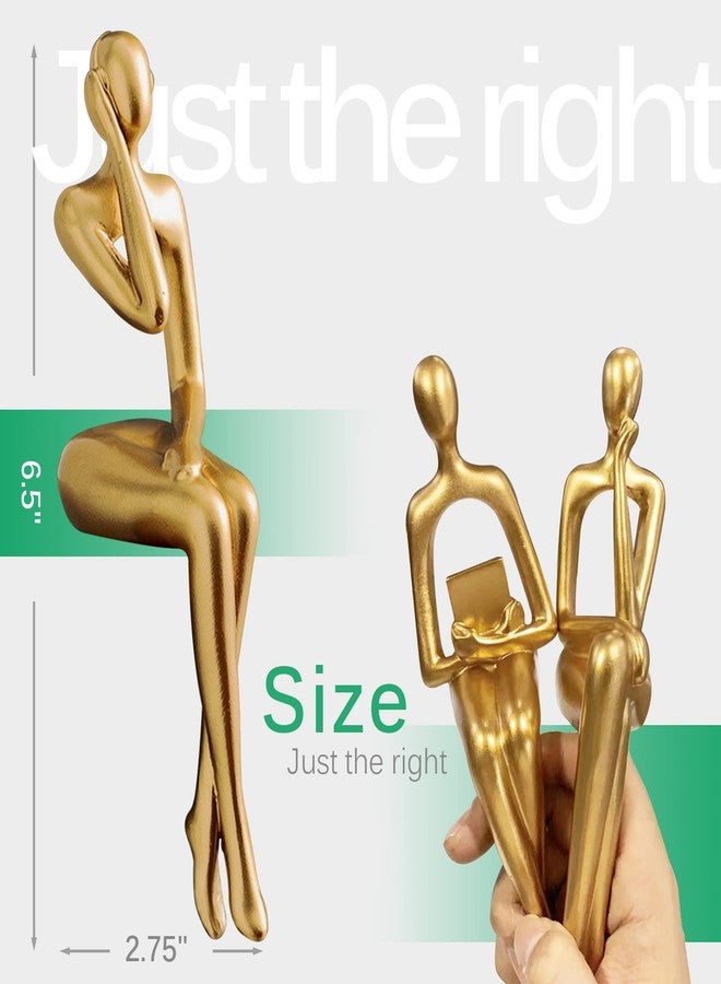 RIRPUAE 3pcs Gold Decor Thinker Statue, Resin Abstract Man Cutout Art Action Statue Coffee Table Decor for Home Living Room Study Office Bookshelf Ornament - Image 3