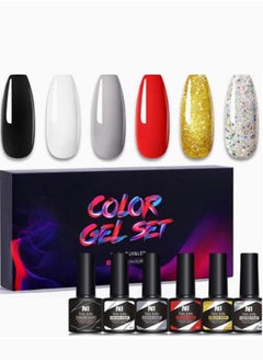Nail Gel Polish Kit Design Art Salon Quick To Build Shape Non-Toxic Materials DIY  8.5ml （6PCS）