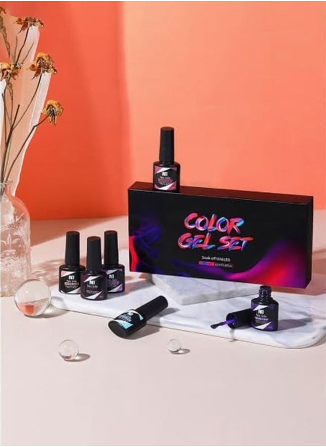 Gerenic - Nail Gel Polish Kit Design Art Salon Quick To Build Shape Non-Toxic Materials DIY  8.5ml （6PCS） - Image 1