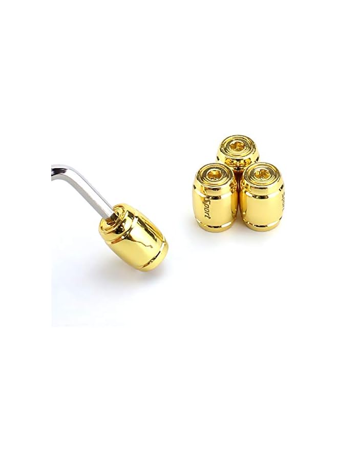 S-TOP (Set of 4) Aluminum Barrel Tire Valve Stem Cap Cover for Car Pickup Motorcycle Bike Gold Cart ATV UTV Schrader Anti-Theft - Image 4
