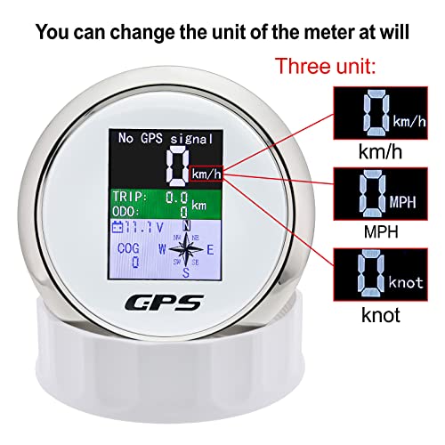 MAIMEIMI GPS Speedometer 3-3/8" 85mm Boat GPS Speedometer Odometer Waterproof White Antenna TFT Screen Digital MPH Knots Km/h for Boat Marine 9-32V Car - Image 3