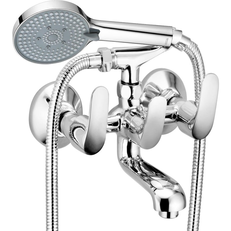 ALTON Metrix MTX3595, Brass Wall Mixer With Crutch and 5-Function Hand Shower Full Set (Chrome) - Image 4