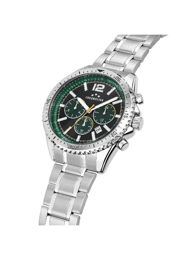 Chronostar Men's Multicolour Round Chronograph Dial with Silver Stainless Steel Band Watch - 43.5mm - R3753311006 - Image 2