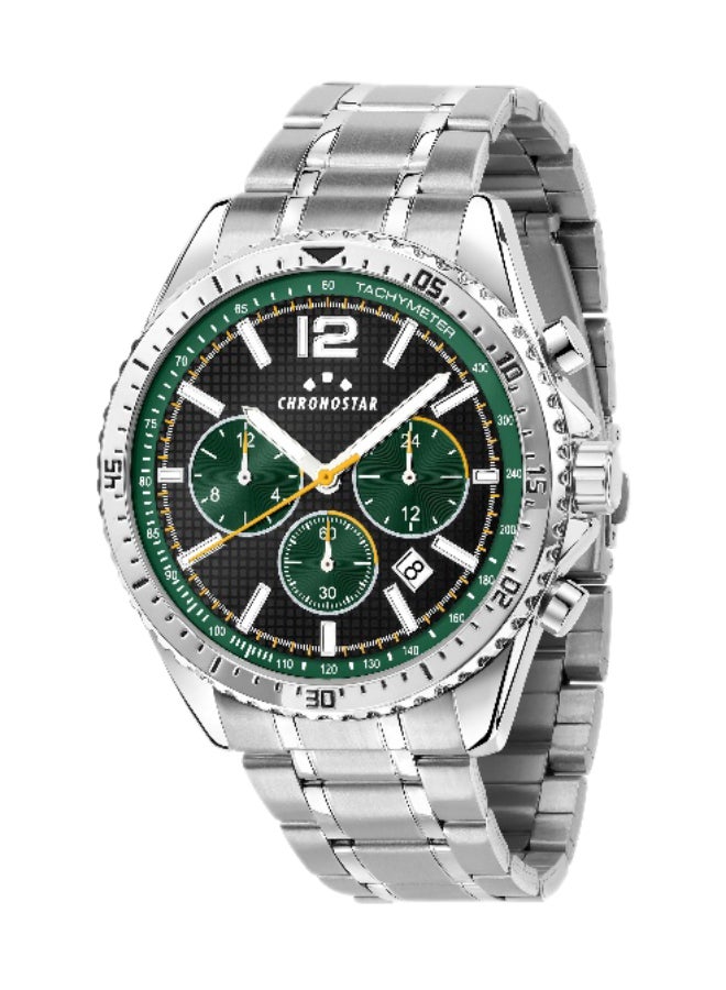 Chronostar Men's Multicolour Round Chronograph Dial with Silver Stainless Steel Band Watch - 43.5mm - R3753311006 - Image 1