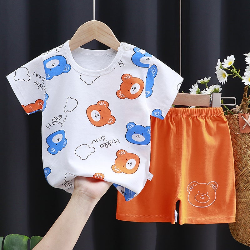 Infant Cotton T-Shirt Combo New Arrival K061-Orange Cloud Bear