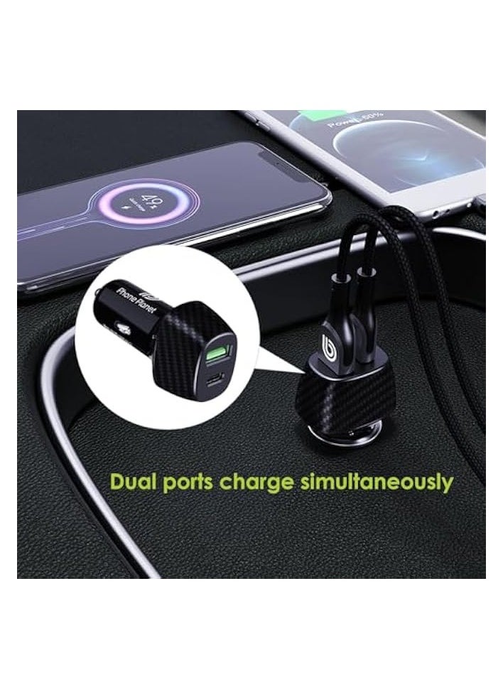erorex - 51W Dual usb type Dual usb, Mobile Phone/Tablet/MP3/MP4/other USB Device,QC3.0, PD /38W Dual USB Car Charger, Fireproof Material 2 Port QC2, Fast Charging, Black 1 x USB, TYPE-C(38W) (51W) 1 PC - Image 1