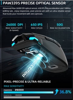 MACHENIKE M7 PRO ماوس ألعاب قابل لإعادة الشحن USB سلكي 2.4 جيجا هرتز ماوس لاسلكي ثنائي الوضع ماوس ألعاب 26000 ديسيبل متوحد الخواص مكتب ألعاب فأرة كمبيوتر خاص لأجهزة الكمبيوتر المحمول سطح المكتب  - Image 3