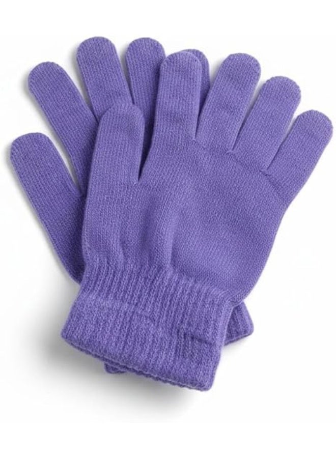 Spaceshoop Soft Knit Winter Gloves Warm Full Finger Mittens with Elastic Ribbed Cuffs One Size Fits Most Purple - Image 1