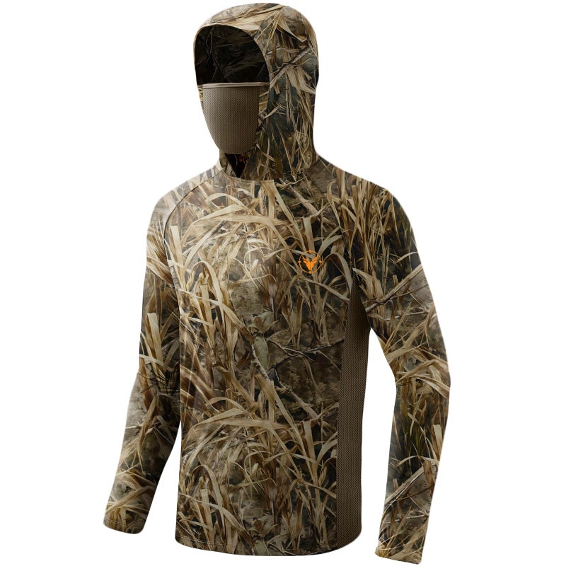 Palmyth Hunting Hoodie with Mask for Men Long Sleeve Sun Protection UV UPF 50 Camo Fishing ShirtsReed ShadowXL - Image 2