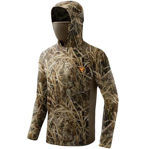 Palmyth Hunting Hoodie with Mask for Men Long Sleeve Sun Protection UV UPF 50 Camo Fishing ShirtsReed ShadowXL - Image 1