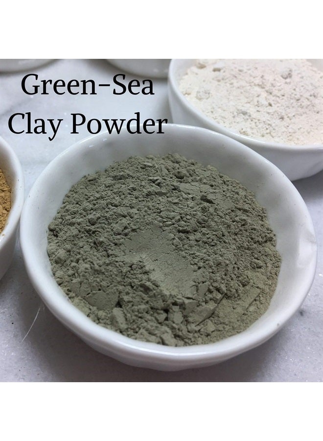 Bare Essentials Living Bentonite (Indian Healing), Moroccan (Red Rhassoul), and Green (French-Sea) Clay Powder - 3 Multipak/Set 8 oz Each - for Making Mud Masks for Skin, Hair, Face and Body - Image 5