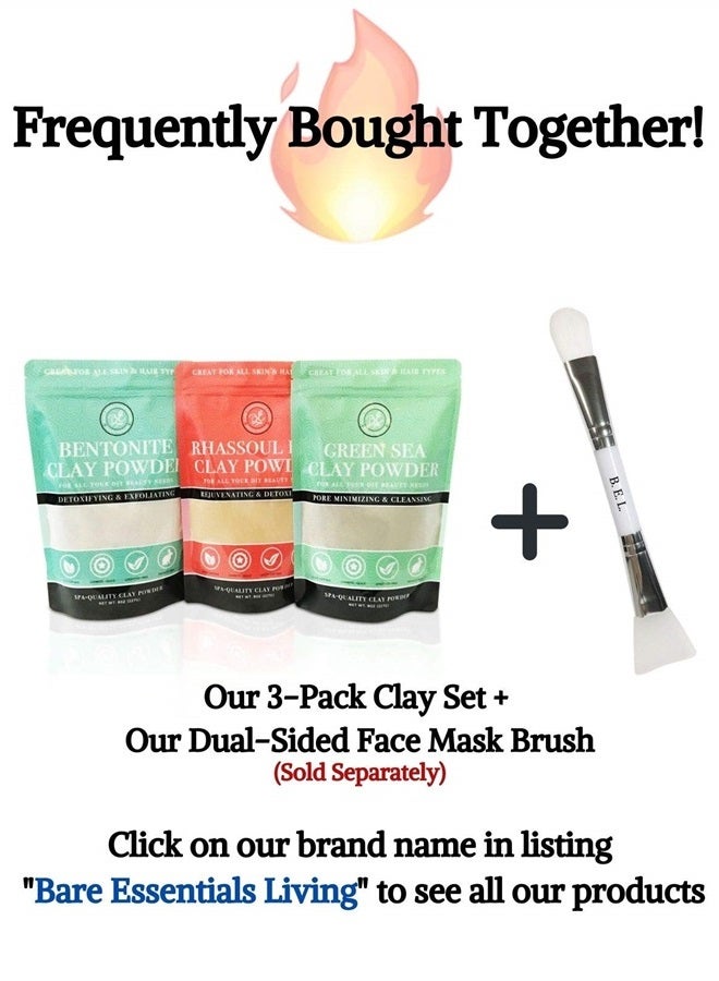 Bare Essentials Living Bentonite (Indian Healing), Moroccan (Red Rhassoul), and Green (French-Sea) Clay Powder - 3 Multipak/Set 8 oz Each - for Making Mud Masks for Skin, Hair, Face and Body - Image 2