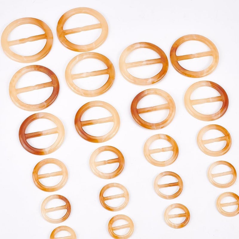 كلاراكو مشبك وشاح من الراتنج من Klarako مكون من 36 قطعة، مشبك وشاح دائري مسطح للقمصان، حلقة 20/25/28/39/45/49 مم، مشبك حلقة تعديل بلاستيكية لحزام حقيبة قماشية DIY، مشبك عقدة ملتوية للقمصان، حامل حزام المعطف - Image 4