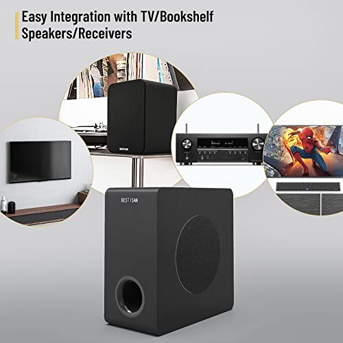 BESTISAN Powered Subwoofer, Bestisan 6.5" Active Home Audio Subwoofer in Compact Design for Receiver,Deep Bass in Black - Image 5