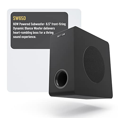 BESTISAN Powered Subwoofer, Bestisan 6.5" Active Home Audio Subwoofer in Compact Design for Receiver,Deep Bass in Black - Image 2