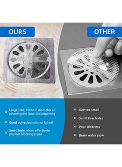 اتش واي 50PCS حزمة، 3.9 "X 3.9" المتاح دش استنزاف غطاء الشعر الماسك دش استنزاف شبكة ملصقات، حمام، مغسلة، حوض الاستحمام، مطبخ، بالوعة، للشعر الإنسان الأليفة (50 قطعة)  - Image 5