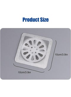 اتش واي 50PCS حزمة، 3.9 "X 3.9" المتاح دش استنزاف غطاء الشعر الماسك دش استنزاف شبكة ملصقات، حمام، مغسلة، حوض الاستحمام، مطبخ، بالوعة، للشعر الإنسان الأليفة (50 قطعة)  - Image 3