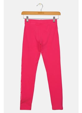 Adidas Kids Girl Brand Logo Training Leggings, Dark Pink  - Image 2