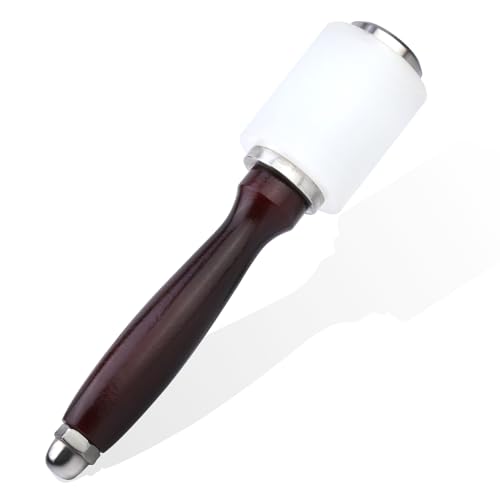 TLKKUE Leather Mallet, Leather Carving Hammer, Wooden Handle Nylon Hammer, Leather Craft Mallet for Engraving Punching Stamping(Red-brown) - Image 1