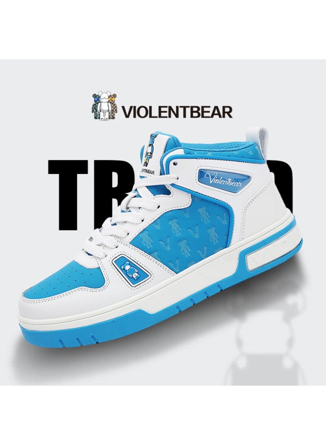 Violentbear Men's Sneakers, Winter New Style, Ultra-warm, Height-increasing, High-top, Light Luxury Cowhide, High-value Casual Shoes, Sports Shoes