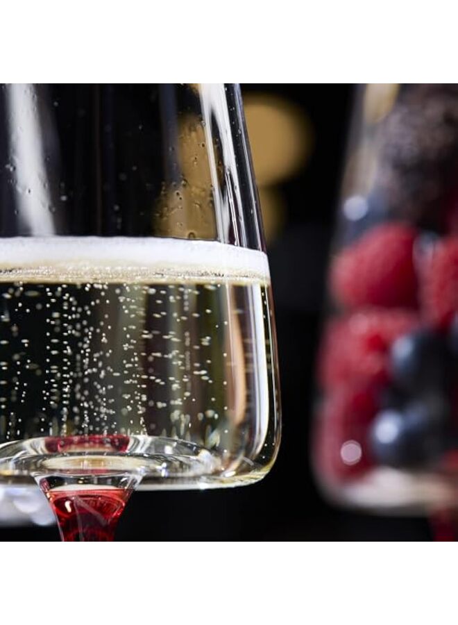 Concave Champagne Glasses Set of 2 - Modern Red Stem & Black Bottom for Sparkling Wine, Ros, Prosecco, Champagne Handcrafted Barware, Perfect for gift - Image 4