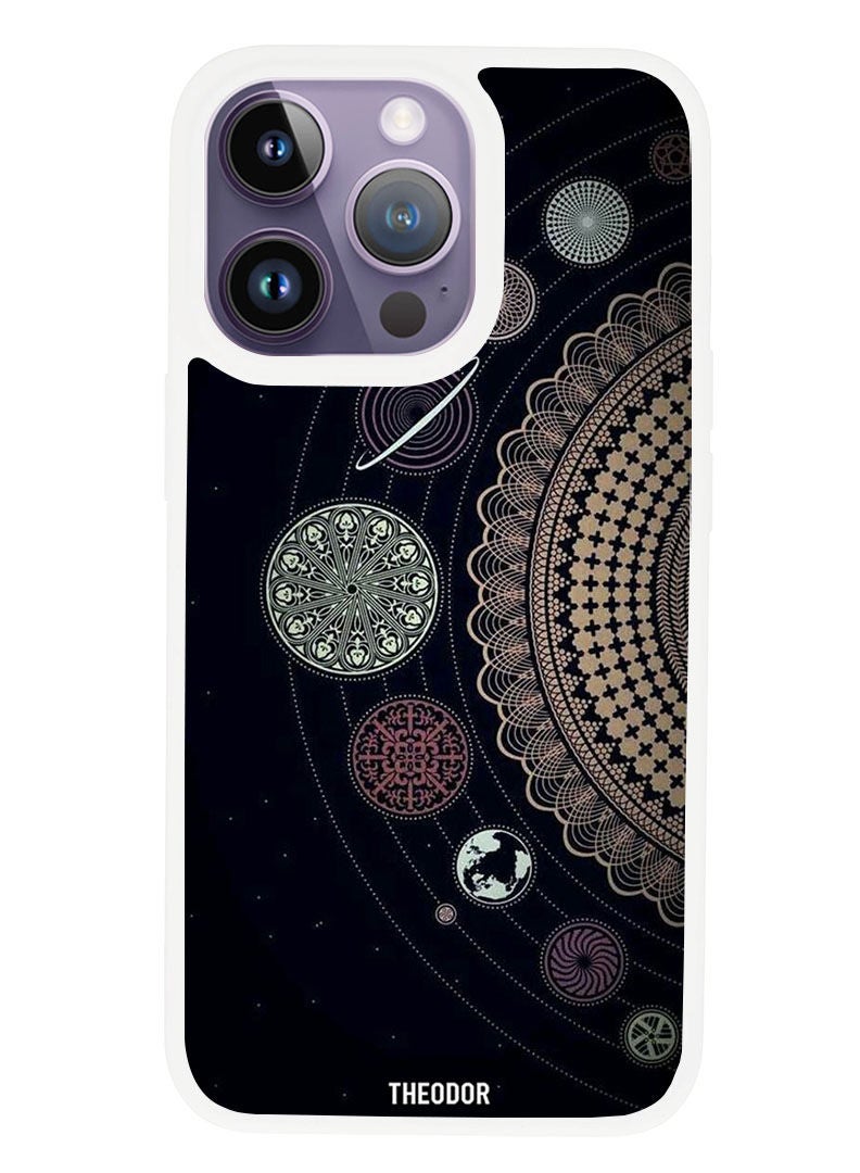 Theodor Protective Case Anti Scratch Shock Proof Cover For APPLE IPHONE 14 PRO MAX Mandala Art (2) (White Bumper) - Image 1