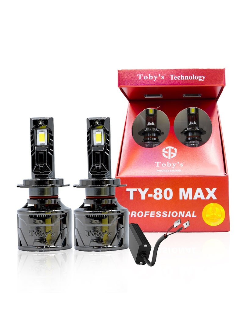 Toby's Toby's TY80 MAX H1 2 Pieces 160W (Pair) Original Tested LED Headlight Bulb Assembly 16000 Lumens(Pair) 80W/Piece Power Xtreme Bright With Color Temperature 6500K  - Image 1