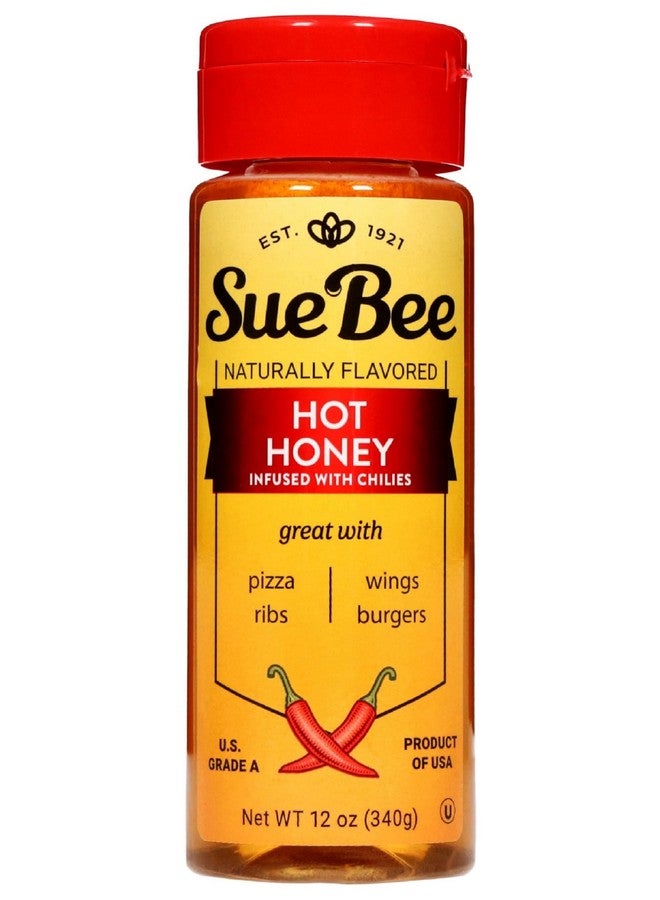 Sue Bee Infusions Hot Honey, 12 Ounce Sue Bee Chili Infused Hot Honey For Ribs, Wings, Burgers - Image 1