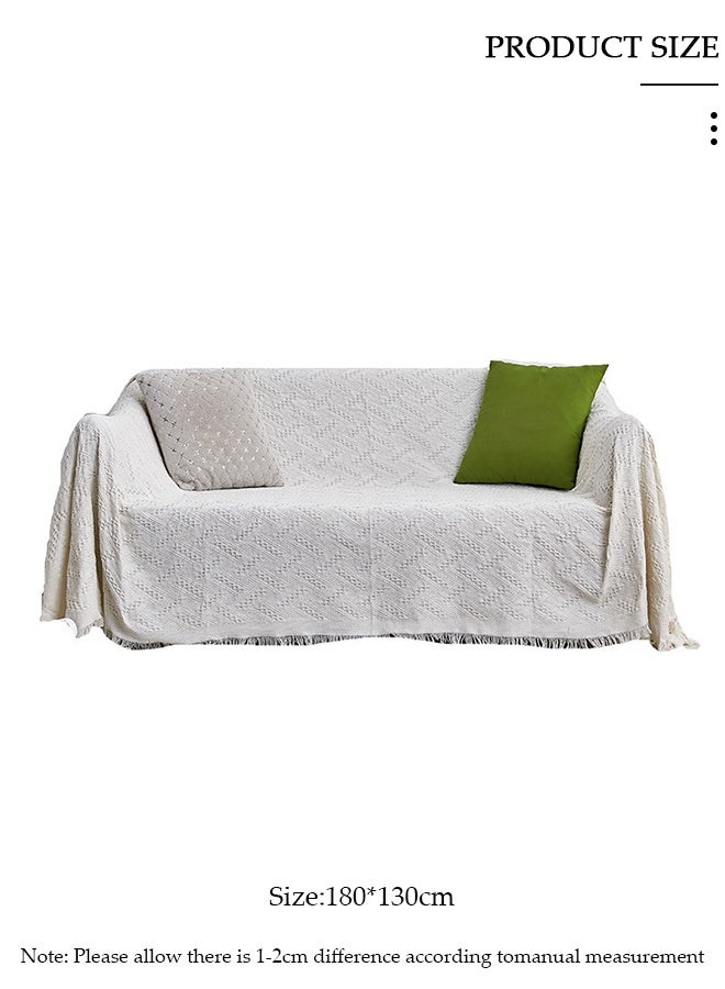 DUNISO بطانية منسوجة من Bedsure للأريكة كريمية بيضاء متعددة الاستخدامات لسرير الكرسي وأريكة غرفة المعيشة أغطية بطانية مع شرابات للحيوانات الأليفة والأطفال 130 * 180 سم - Image 2