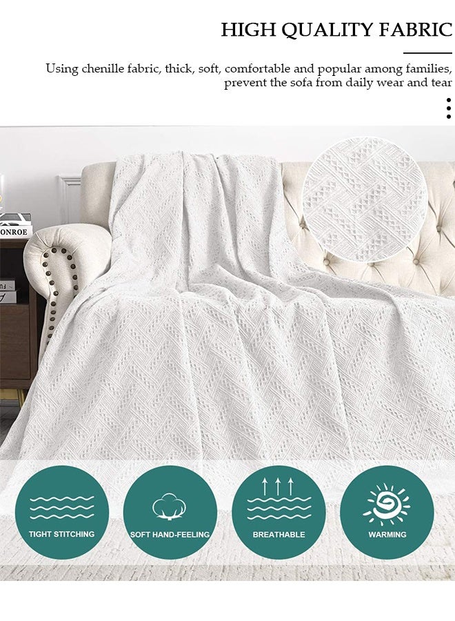 DUNISO بطانية منسوجة من Bedsure للأريكة كريمية بيضاء متعددة الاستخدامات لسرير الكرسي وأريكة غرفة المعيشة أغطية بطانية مع شرابات للحيوانات الأليفة والأطفال 130 * 180 سم - Image 5