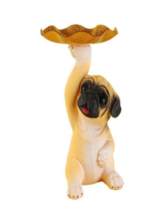 IQS ENTERPRISE Dog holding decoration tray | Decor E-Shop Pug Dog Statue Resin Cute Decorative Candy Bowl for Bookshelf, Bedroom, Office Sitting | Dog Key Holder Decorative Sculpture | gift for adults (1) - Image 1