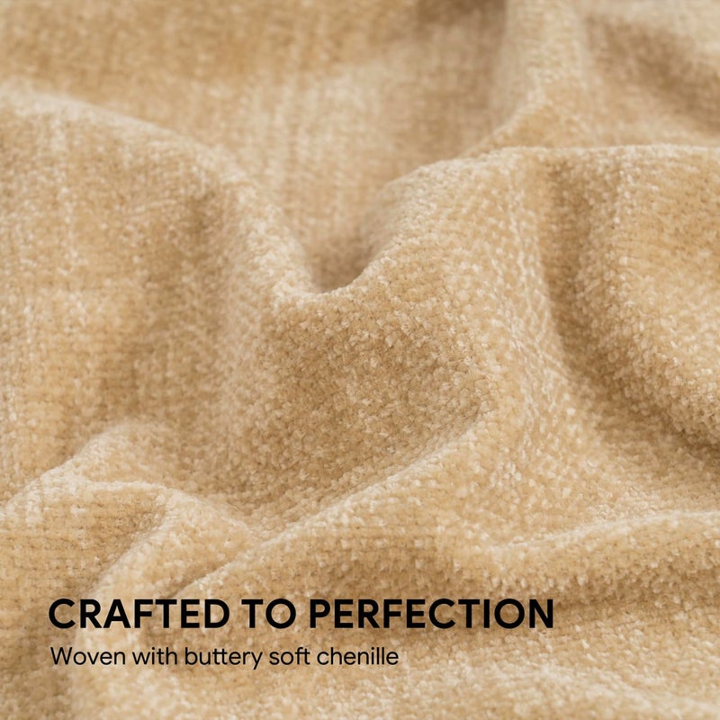 RECYCO Throw Blanket Soft Cozy Chenille Throw Blanket with Fringe Tassel for Couch Sofa Chair Bed Living Room Gift (Beige, 50" x 60") - Image 4