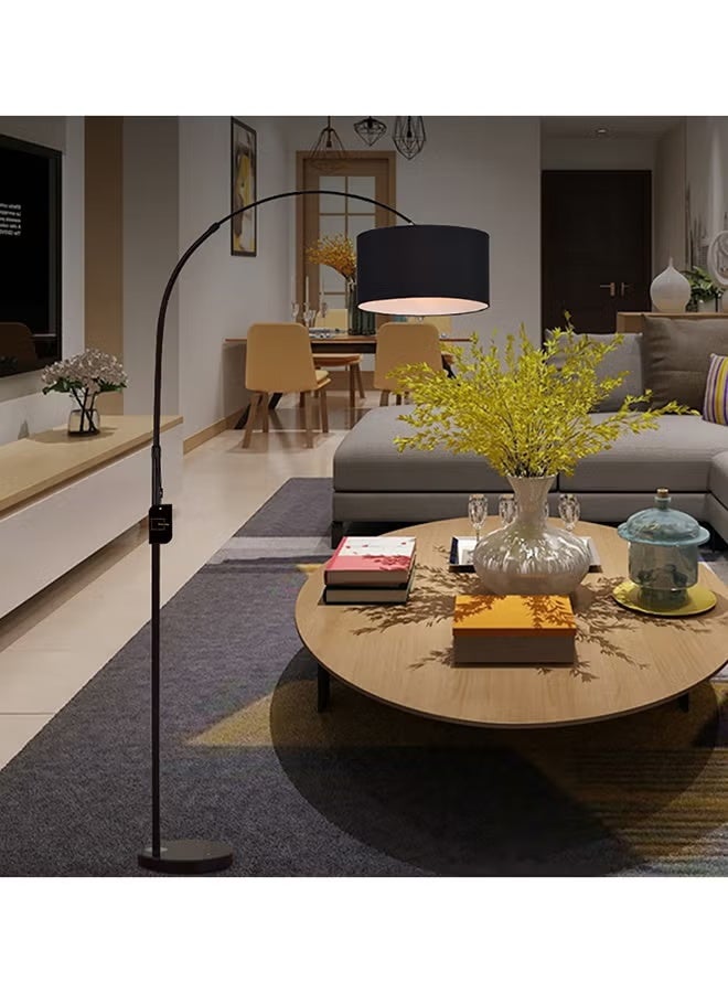 شاربدو مصابيح أرضية شاربدو لغرفة المعيشة مع ظل طبل معلق قابل للتعديل لمصباح القراءة لغرفة النوم مكتب مزيج أسود 26x70x185cm - Image 5